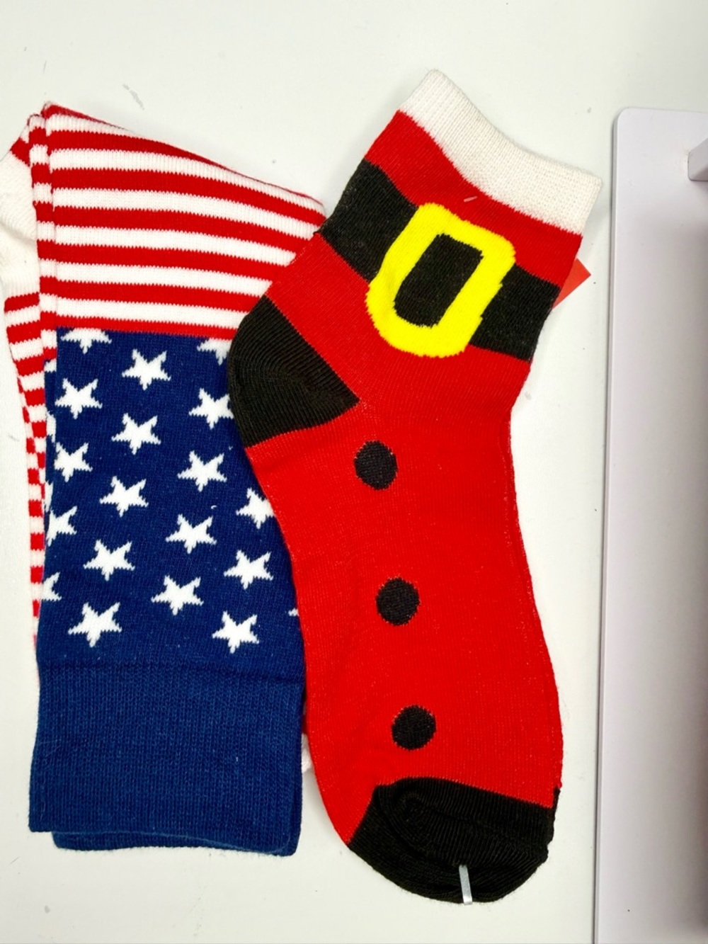 Men's Holiday Crew Socks - Red & Blue Star Stripe Pack